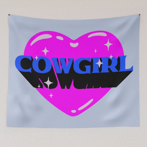Item preview, COWGIRL | HOWDY Y'ALL Retrovawe Space Blue Pink Neon Cowgirl Heart Cowboy Rodeo Love Preppy Aesthetic | Black Background designed and sold by PEARROT.
