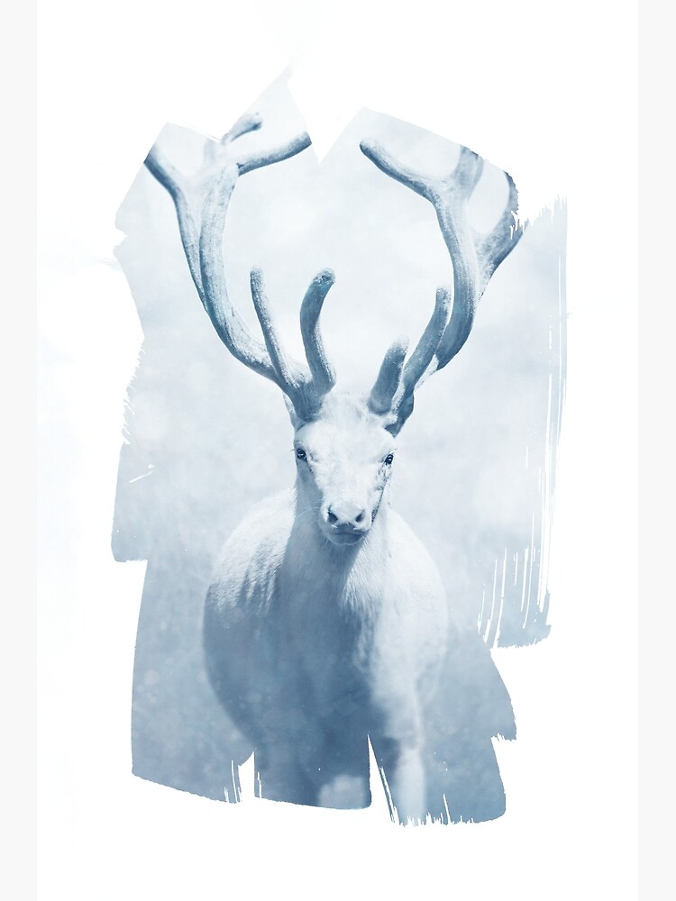 "'White Stag in Cyanotype' Cyanotype Look Highkey Portrait of a