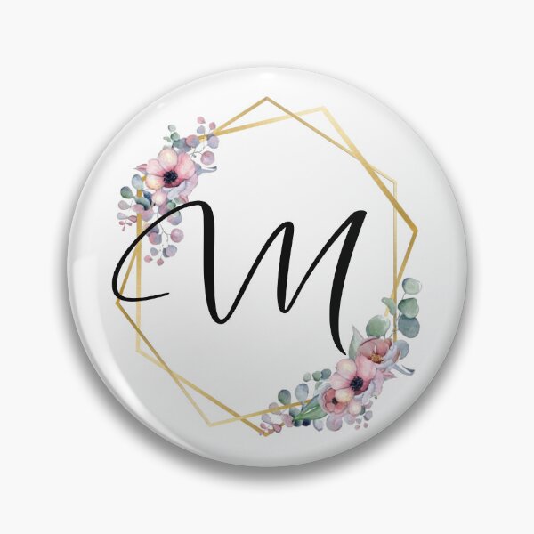 Artikelvorschau, Monogrammbuchstabe M | Lila Blüten mit goldenen Rändern entworfen und verkauft von JustSeasons.