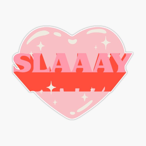 SLAAAY, Pink Heart Preppy Aesthetic, White Background Sticker for Sale  by PEARROT