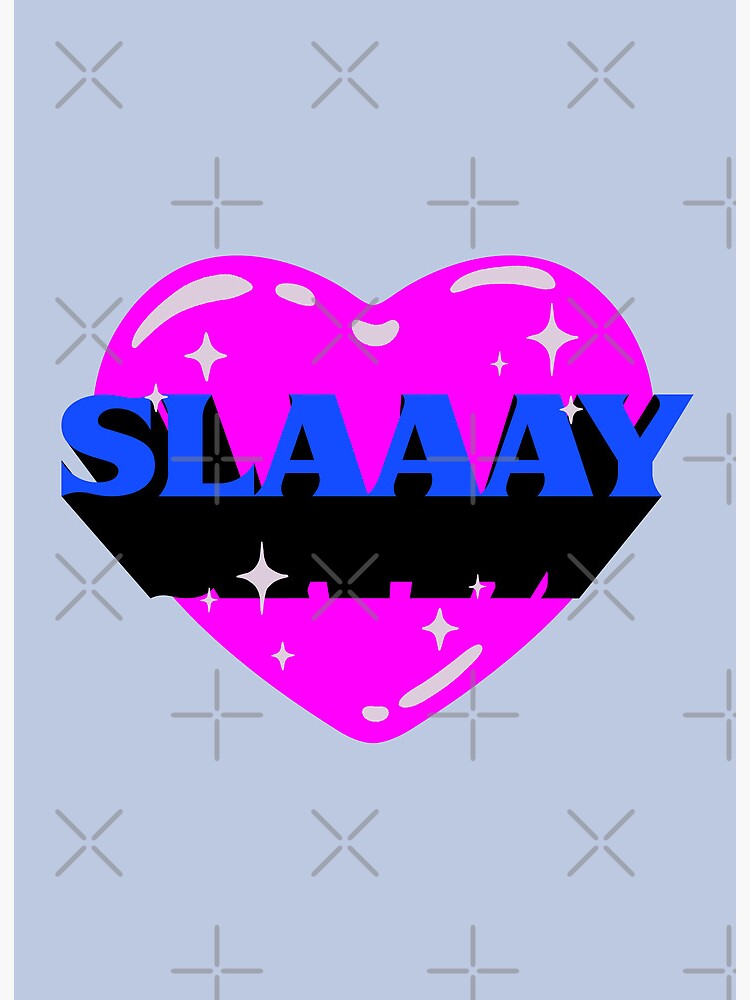 SLAAAY | Retrovawe Space Blue Pink Neon Heart Preppy Aesthetic | White  Background | Art Board Print