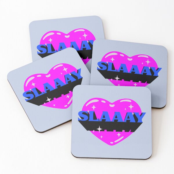Item preview, SLAAAY | Retrovawe Space Blue Pink Neon Heart Preppy Aesthetic | White Background designed and sold by PEARROT.