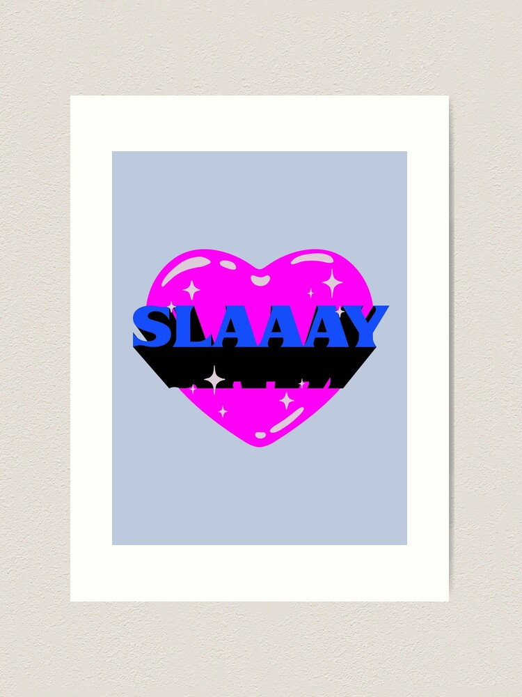 SLAAAY, Retrovawe Space Blue Pink Neon Heart Preppy Aesthetic, White  Background Art Board Print for Sale by PEARROT