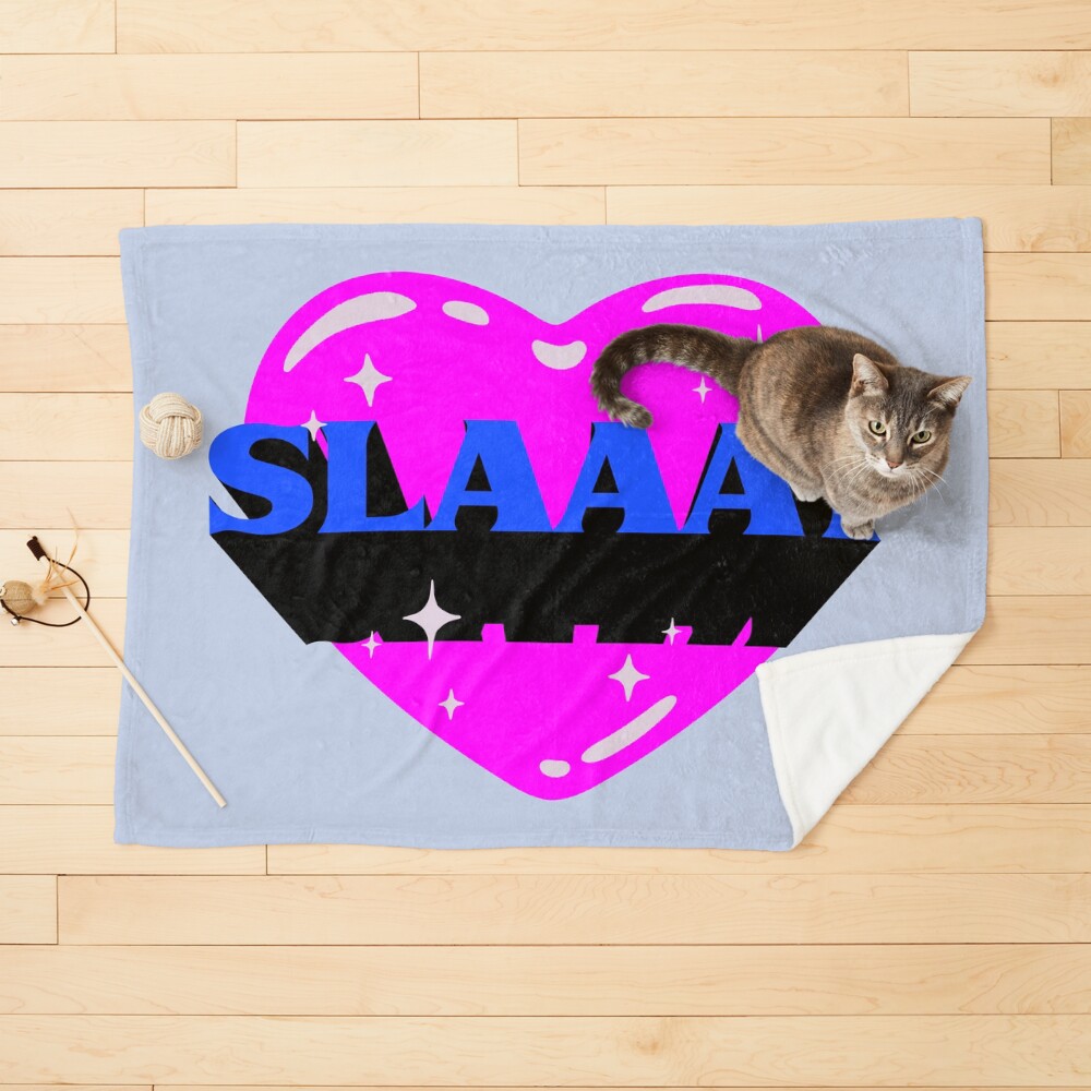 SLAAAY | Retrovawe Space Blue Pink Neon Heart Preppy Aesthetic | White  Background | Art Board Print