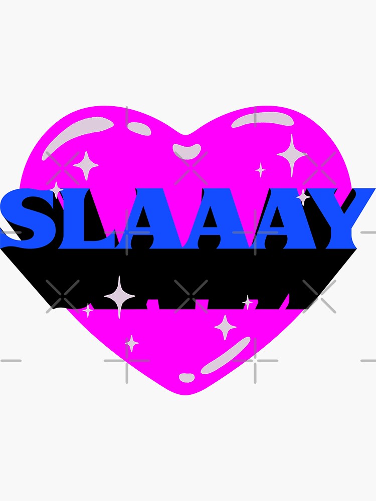 SLAAAY | Pink Heart Preppy Aesthetic | White Background | Sticker