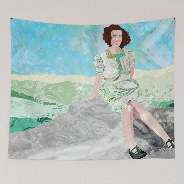 Item preview, Barbara Pym : Portrait in Marbled Bookbinding Paper designed and sold by MarbleCloud.