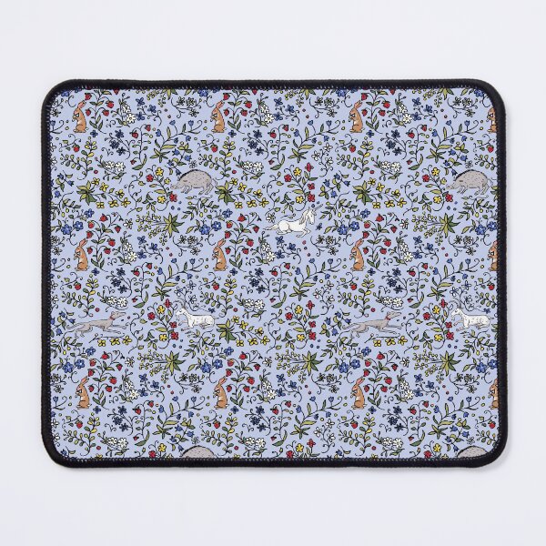 Item preview, Medieval Animals Mille Fleurs Pattern with Blue Background designed and sold by LeopardyNonsense.