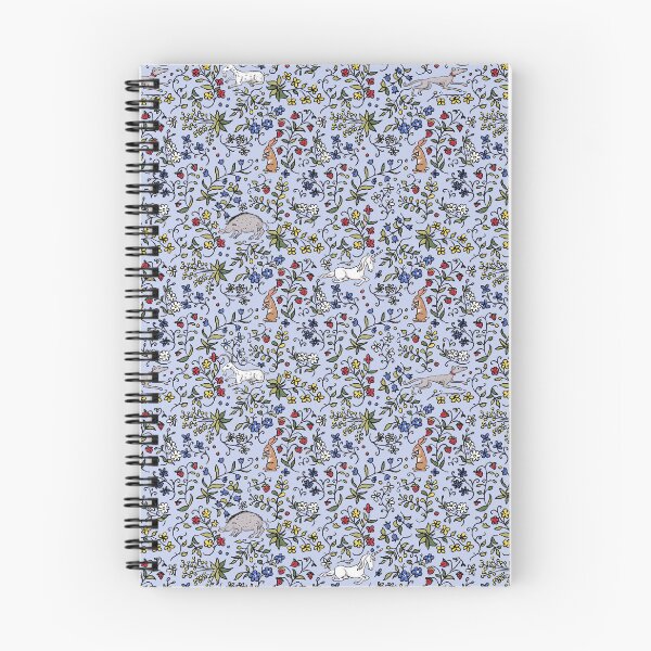 Item preview, Medieval Animals Mille Fleurs Pattern with Blue Background designed and sold by LeopardyNonsense.