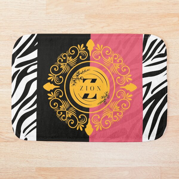 Item preview,  LUXURIOUS GOLD ZION MONOGRAM ON PINK BLACK WHITE STRIPES designed and sold by Aszietdesigns.