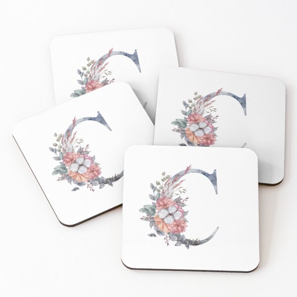 Item preview, Watercolor floral tropical C letter wedding monogram print designed and sold by tiana-geo.