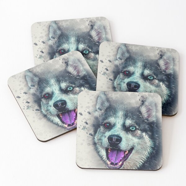 Item preview, A watercolour husky art design. colorful husky. siberian husky art. designed and sold by Doggymadness.