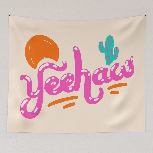Item preview, YEEHAW | Pink 90s Style Colorful Cowboy Space Cowgirl Neon Sunset Sun Cactus Rodeo Aesthetic | HOWDY Y'ALL | White Background designed and sold by PEARROT.
