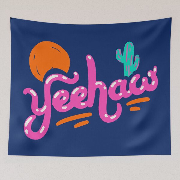 Item preview, Copy of YEEHAW | Pink 90s Style Colorful Cowboy Space Cowgirl Neon Sunset Sun Cactus Rodeo Aesthetic | HOWDY Y'ALL | Blue Background designed and sold by PEARROT.
