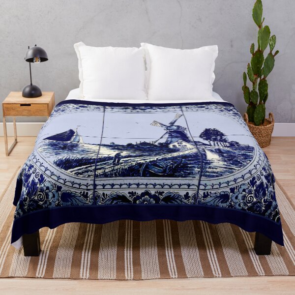 Item preview, DUTCH BLUE DELFT : Vintage Windmill and Sailboat Scenery Print designed and sold by posterbobs.