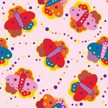 Artwork thumbnail, Cute Colourful 1960s-style Butterflies by LeopardyNonsense