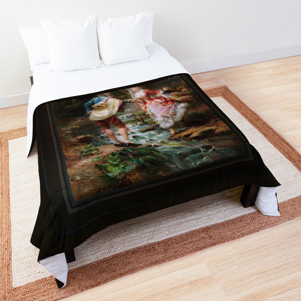 Très Galant by Italian Painter Cesare Detti Remastered Xzendor7 Classical Art Old Masters Reproductions Comforter