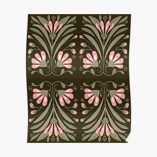 Pink Nouveau Floral Design Poster