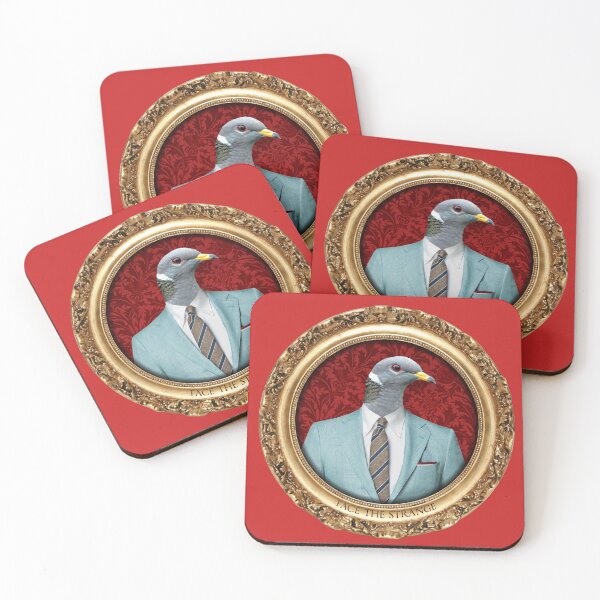 Item preview, Red Pigeon Man in Vintage Frame designed and sold by FaceTheStrange.