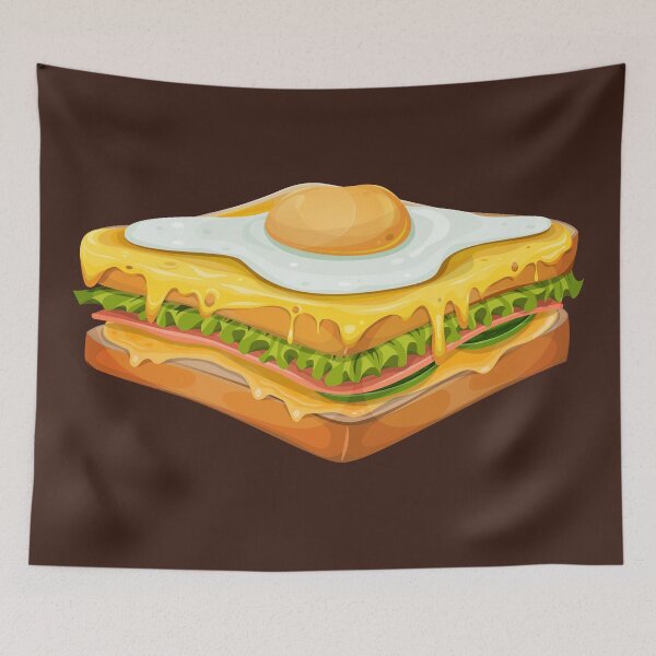 Item preview, Croque Madame Sandwich with Ham, Gruyere Cheese, and Fried Egg designed and sold by Alicia Chee.