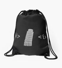 Web Developer Humour - Italic (Leaning) Tower Of Pisa Drawstring Bag