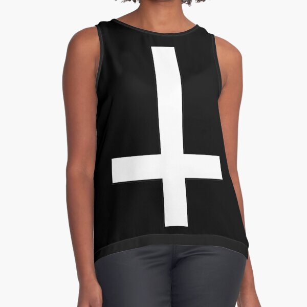 Black Cross Loose Sleeveless Vest T-shirt