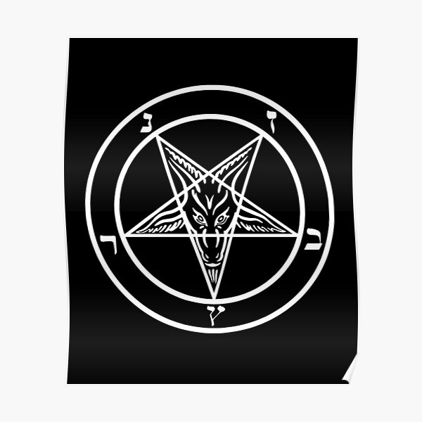 Inverted Pentagram with Sigil of Baphomet Goat Head Poster