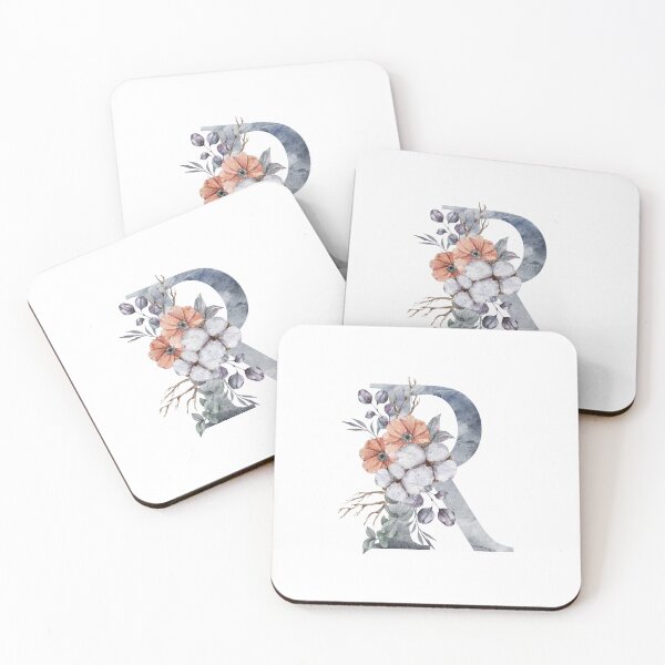 Item preview, Watercolor floral tropical R letter wedding monogram print designed and sold by tiana-geo.