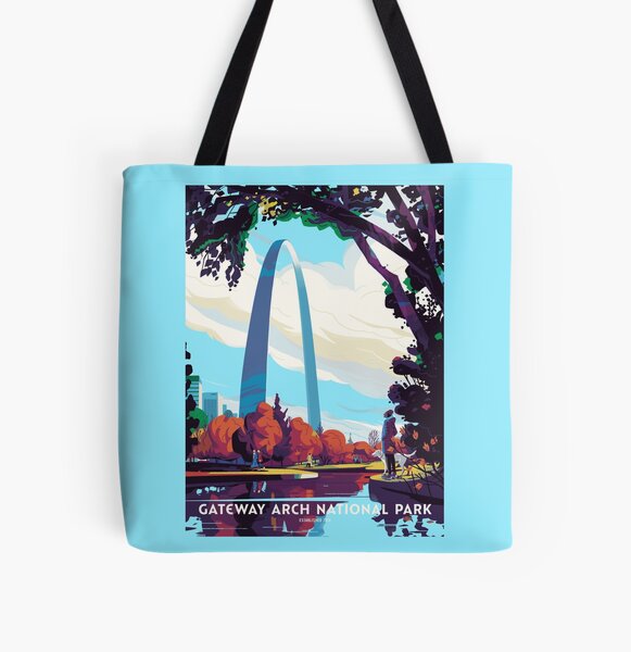 Gateway Arch with Plane Mint Tote Bag