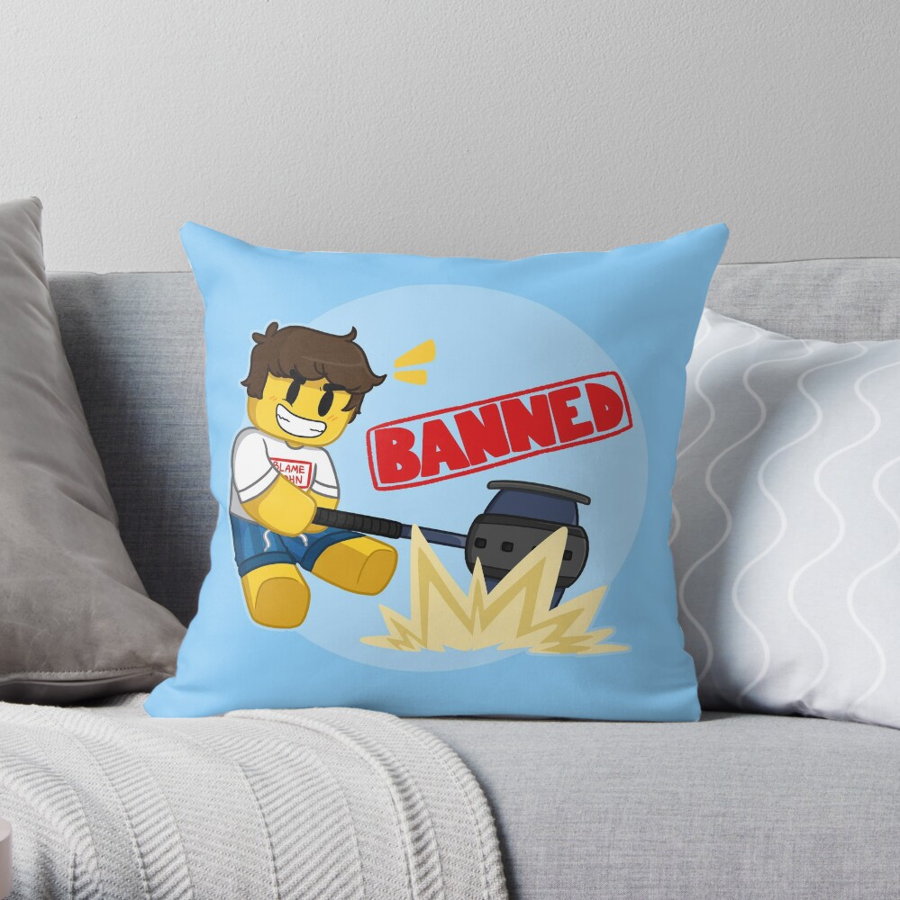 Banned Throw Pillow By Kxradraws Redbubble - i found builderman in a roblox game he will ban you youtube