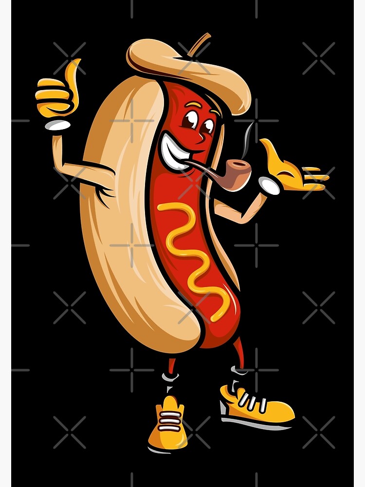 Cute funny hot dog Weiner cartoon Poster