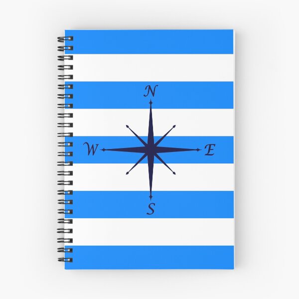 Item preview, Nautical Navy Blue Compass On Azure and White Stripes designed and sold by rewstudio.