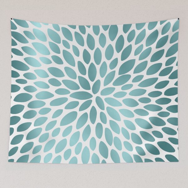 Artikelvorschau, Floral Bloom in Teal and White entworfen und verkauft von meggydesigns.