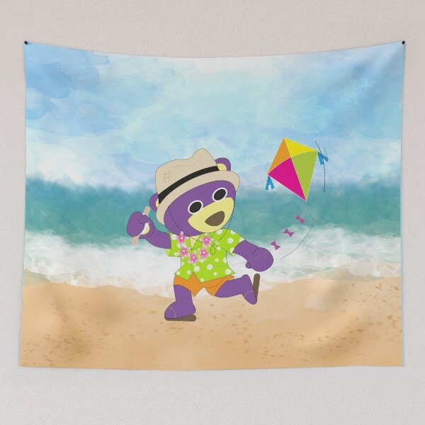 Item preview, Mr.Purple bear in Hawaii shirt play the kite. designed and sold by Figaro-17.