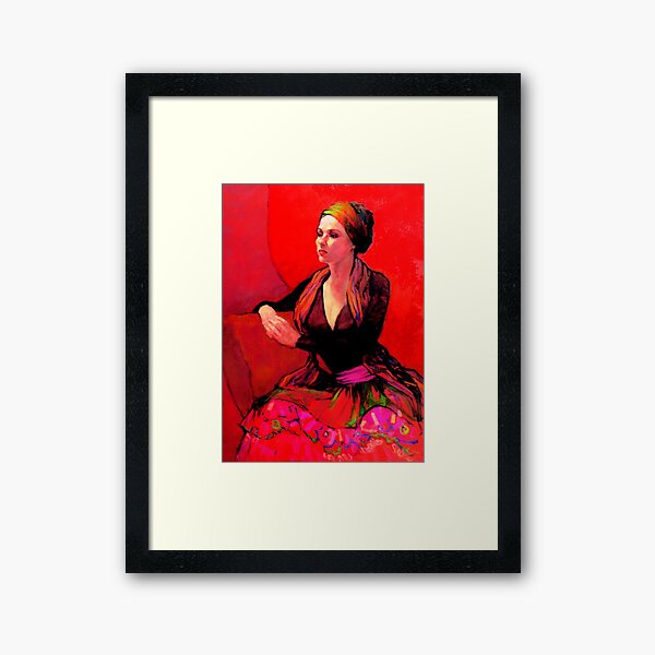The Gypsy Skirt, oil painting on stretched canvas Framed Art Print