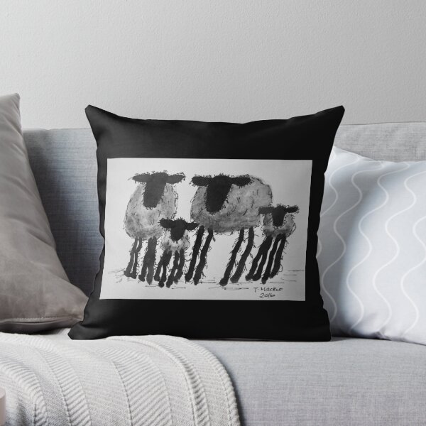 Inky Sheep 1 Throw Pillow
