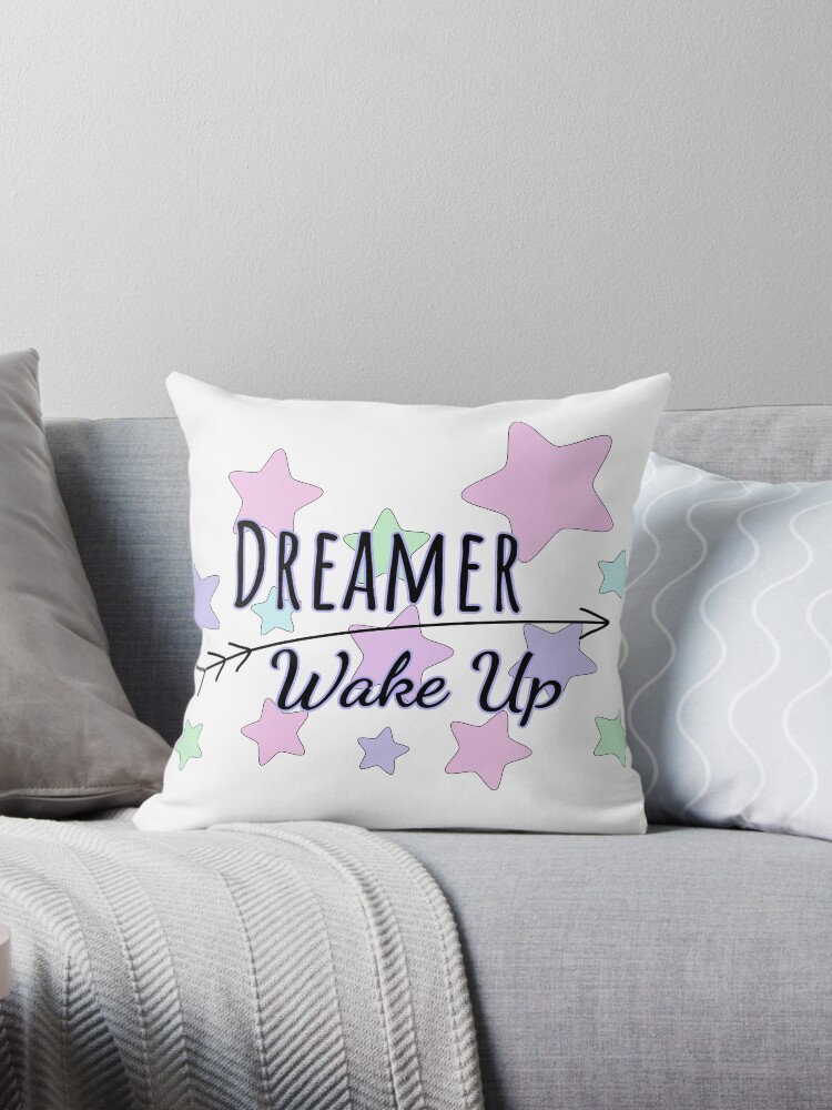 Thumbnail 1 of 3, Throw Pillow, Dreamer wake up designed and sold by reIntegration.