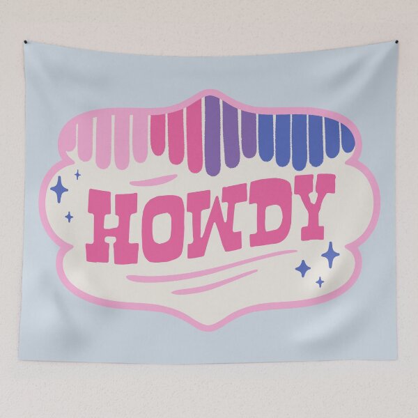 Item preview, HOWDY | Pink White Blue Cookie 90s Style Colorful Cowboy Space Cowgirl Rodeo Aesthetic | HOWDY Y'ALL | Sky Background designed and sold by PEARROT.