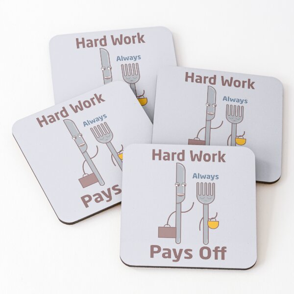 Item preview, Hard work always pays off, funny fork and knife illustration designed and sold by facegm.