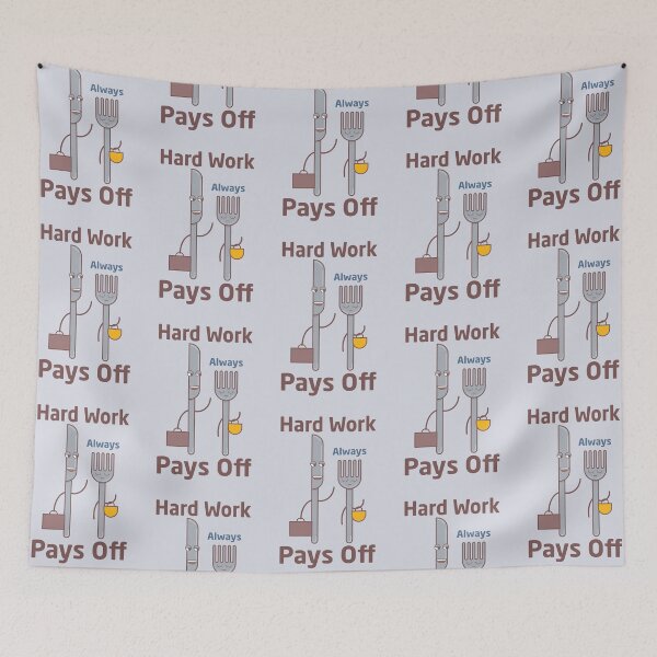 Item preview, Hard work always pays off, funny fork and knife illustration designed and sold by facegm.