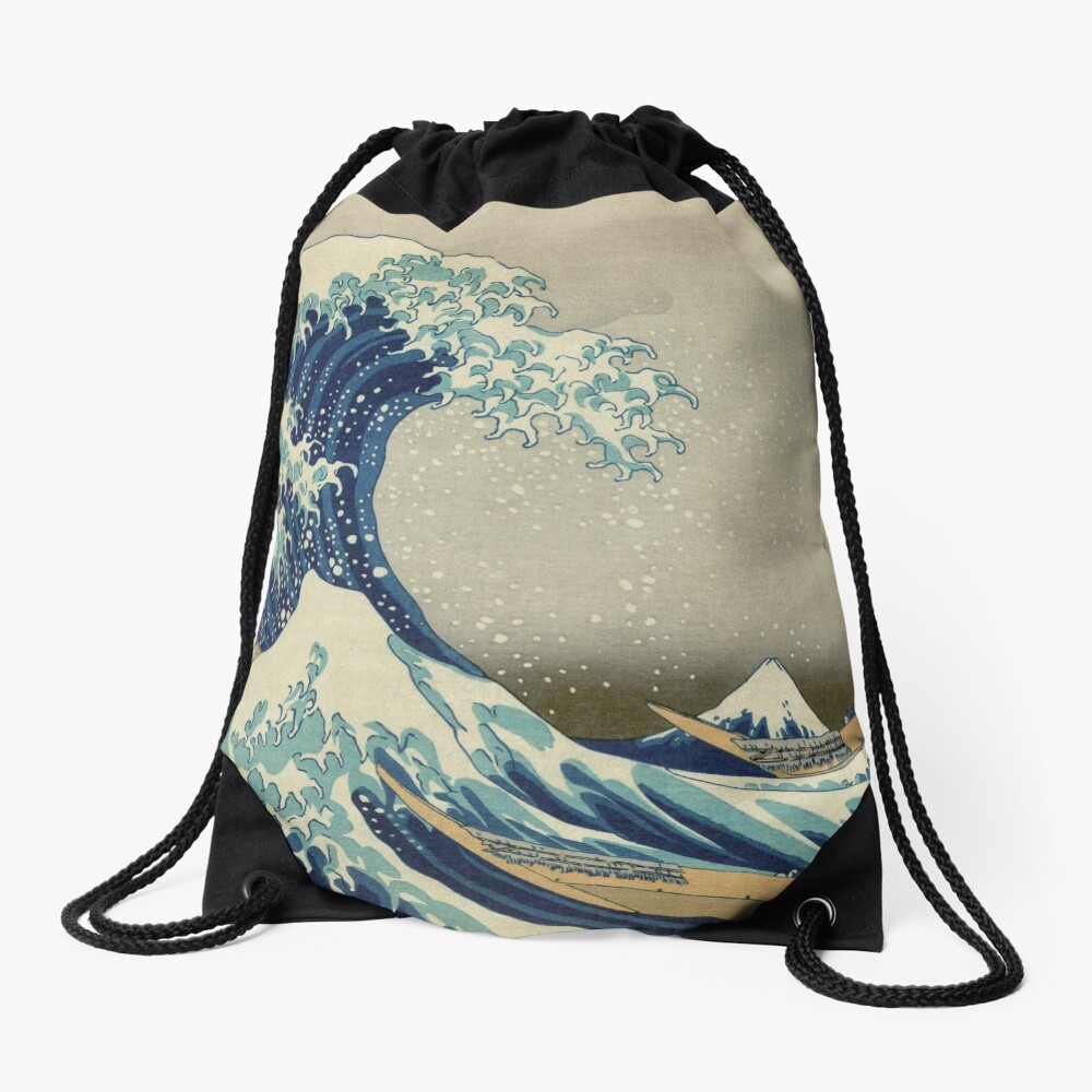 The Classic Japanese Great Wave off Kanagawa by Hokusai Drawstring Bag