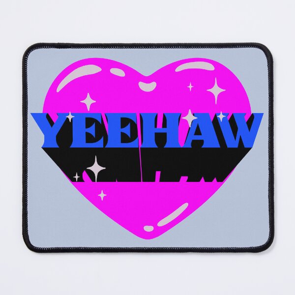 Item preview, YEEHAW | Space Blue Pink Neon Cowboy Cowgirl Heart Rodeo Love Preppy Aesthetic | HOWDY YALL | Black Background designed and sold by PEARROT.