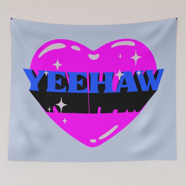 Item preview, YEEHAW | Space Blue Pink Neon Cowboy Cowgirl Heart Rodeo Love Preppy Aesthetic | HOWDY YALL | Black Background designed and sold by PEARROT.