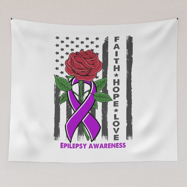 Item preview, Faith Hope Love Epilepsy Awareness American Flag designed and sold by Kohend.