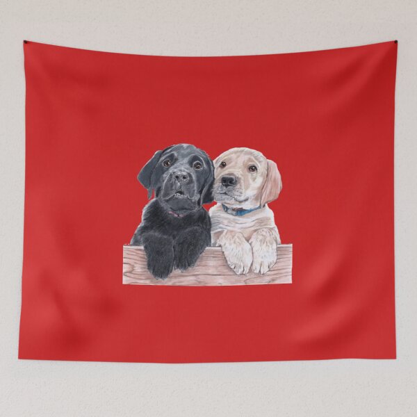 Item preview, Two Labrador pups - one tan, one black designed and sold by daveand65.