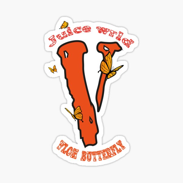 " juice wrld x vlone butterfly " Sticker for Sale by vonamars Redbubble