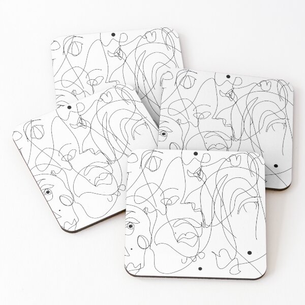 Item preview, Abstract Faces Line Drawing designed and sold by art64.
