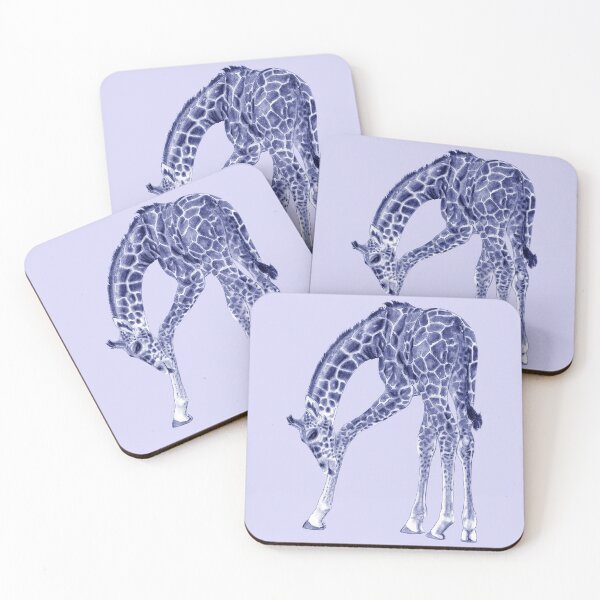 Item preview, Giraffe licking itself - blue colorized version designed and sold by SylvieG18.