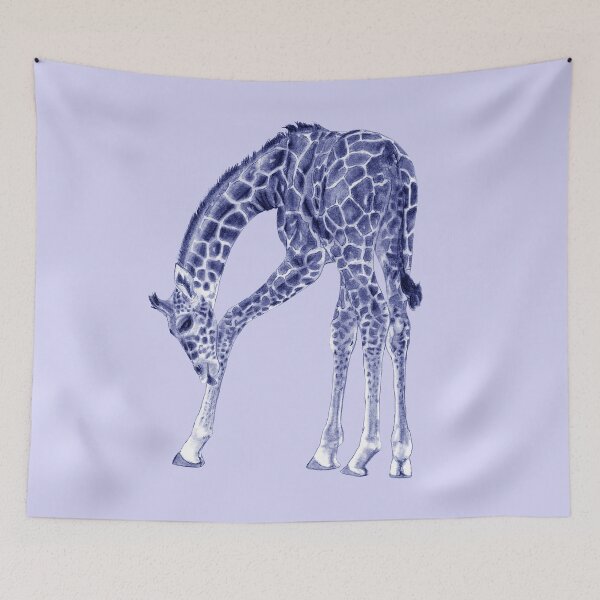 Item preview, Giraffe licking itself - blue colorized version designed and sold by SylvieG18.