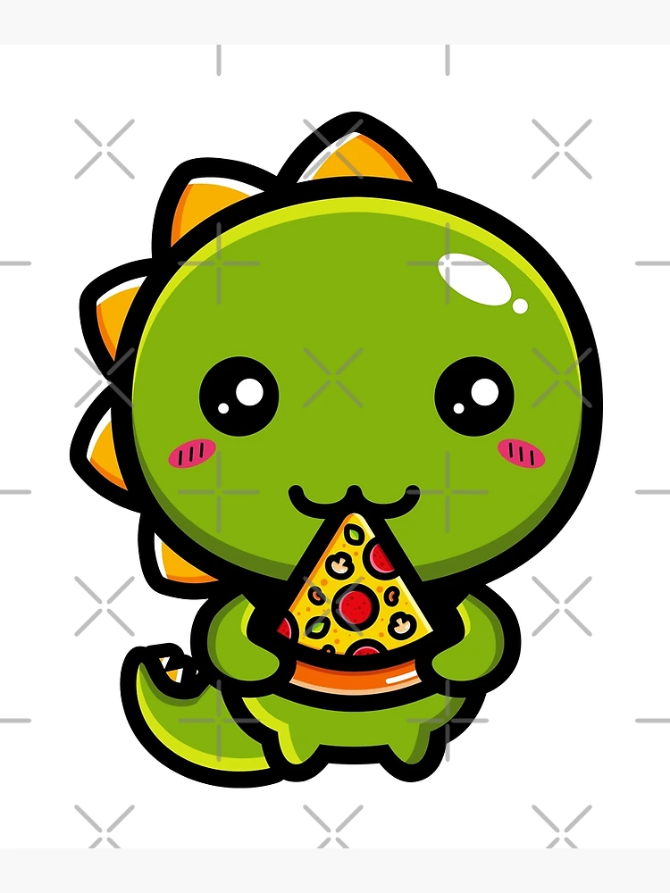 Cute Dino Enjoys Eating Pizza Graphic by jonnyleaf14 · Creative Fabrica