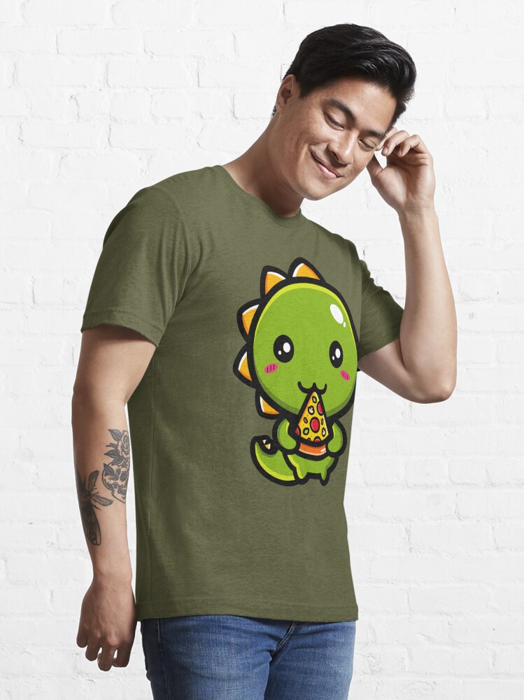 Cute Dino Enjoys Eating Pizza Graphic by jonnyleaf14 · Creative Fabrica